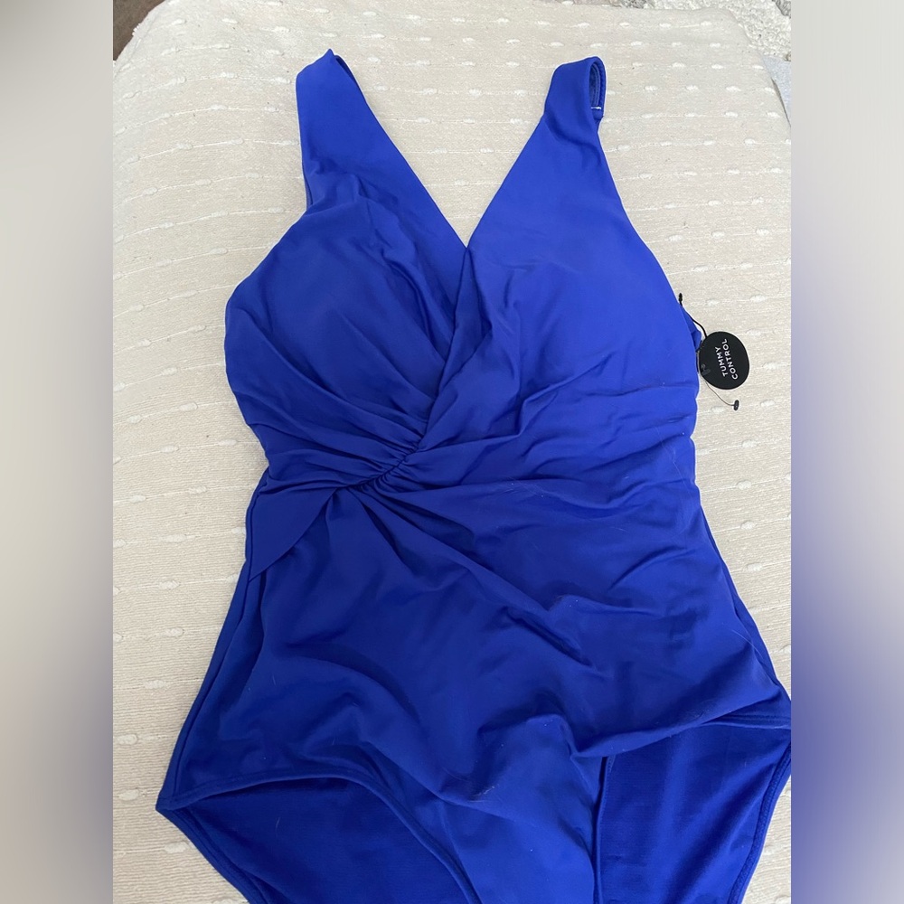 Jones New York Royal Blue One piece ruched swimsuit M NWT